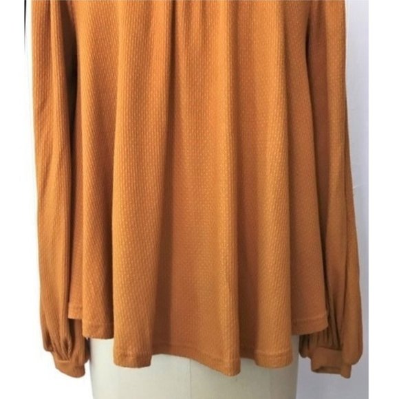FREE PEOPLE GINGER DEVIN AUTUMN PEARL BISHOP SLEEVE HENLEY KNIT TOP XS NWT - Picture 11 of 14